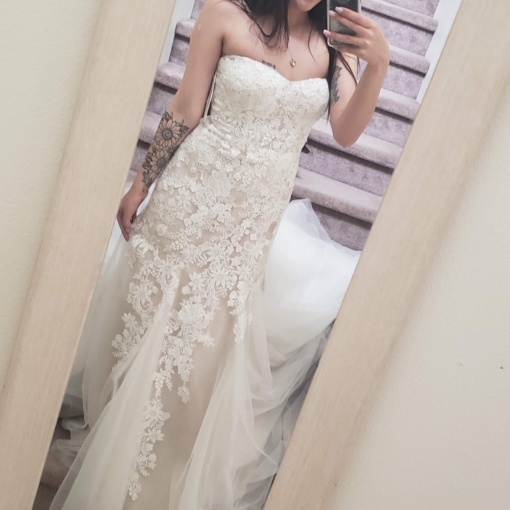 David's Bridal Ivory Lace Gown